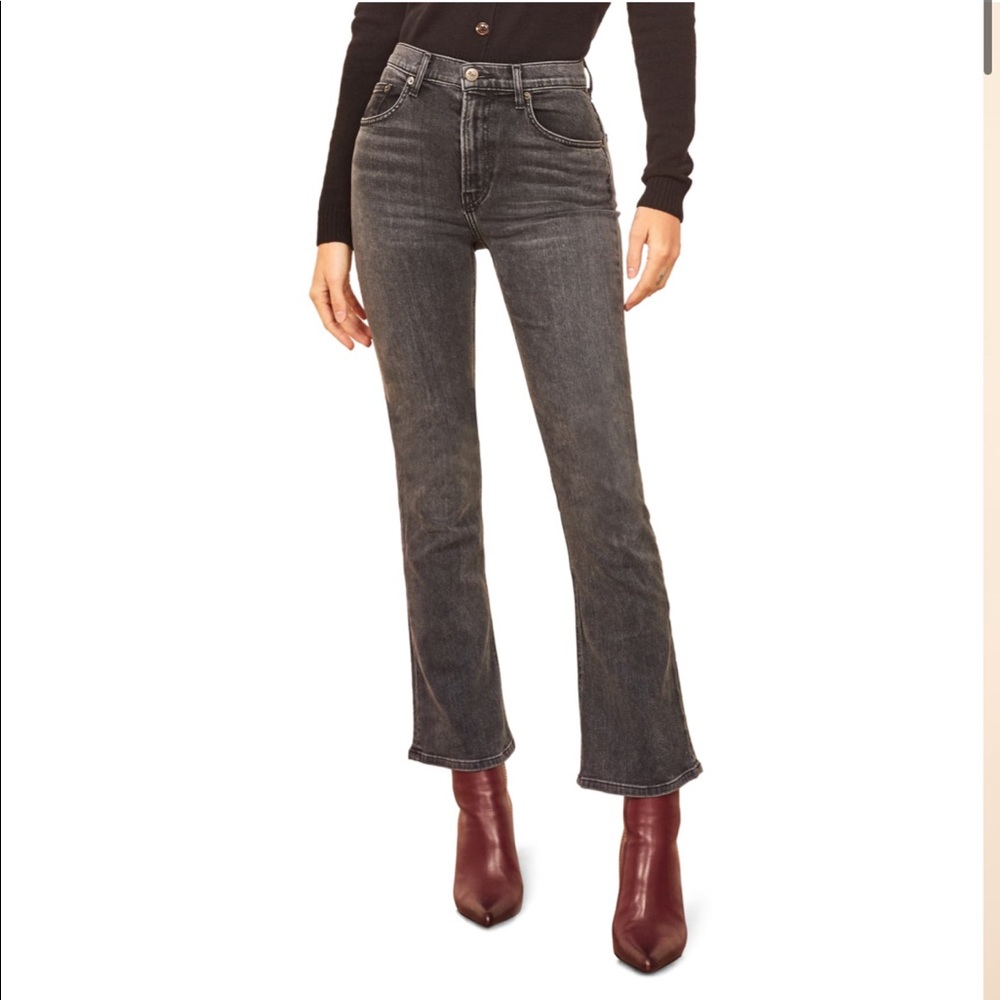 Reformation | Jesse High Crop Boot Jeans Black 26 - Picture 3 of 7